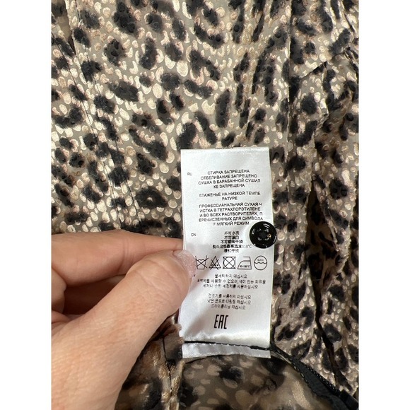 IRO Rusko Strong Shoulder Silk Crew Neck Leopard Top Women's Multi Size: XS NWT - Picture 8 of 10